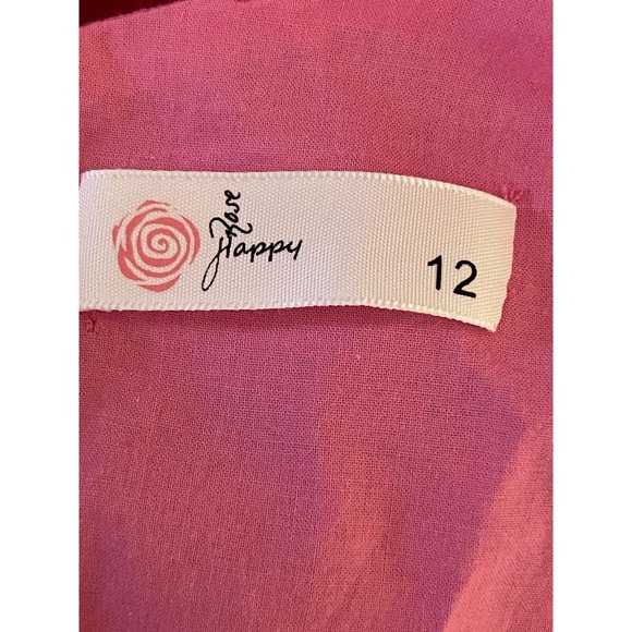 Rose Happy Womens A-Line Dress Sleeveless Ruched V-Neck Back Zip Pink Size 12 - Picture 6 of 8